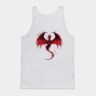 Minimalist Red Ink Dragon - Fantasy Tank Top